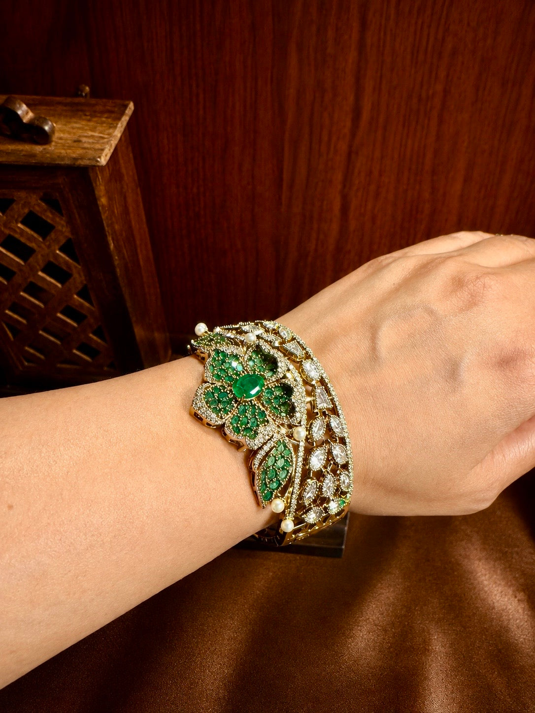 Harinnika Emerald Blossom Statement Cuff