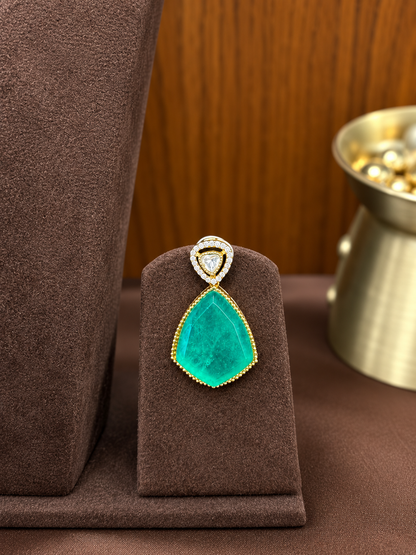Pannika – Moissanite Polki with Emerald Heritage Necklace Set.