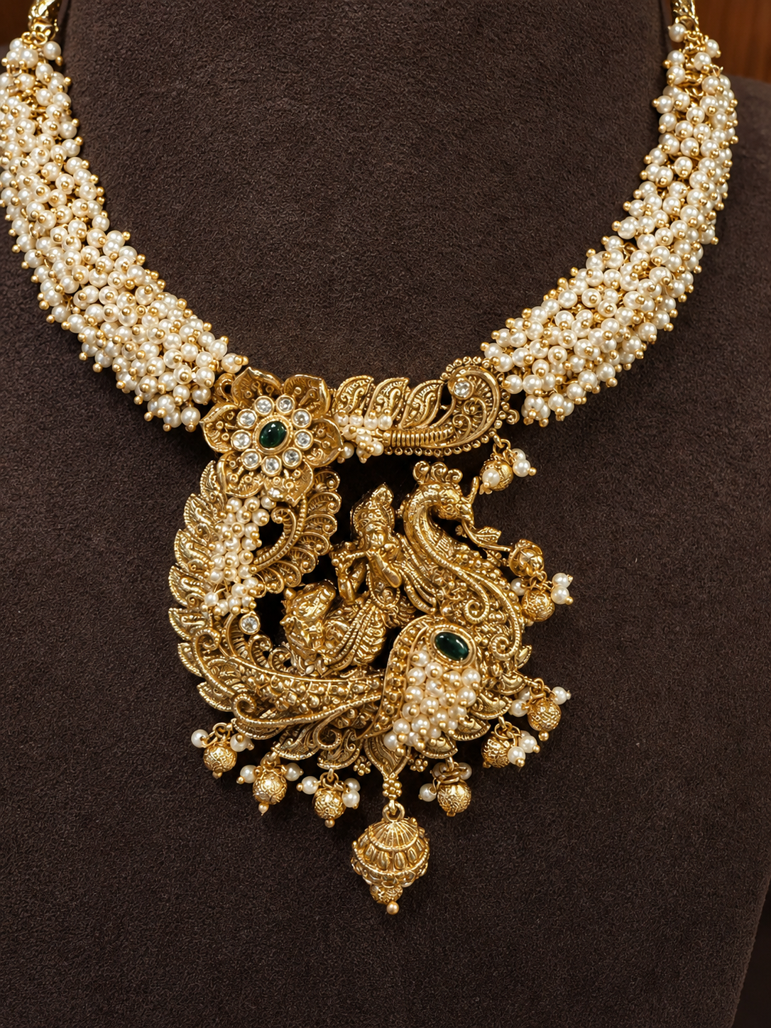 Mukta Mayuri Krishna Kantika – Pearl Krishna Temple Necklace