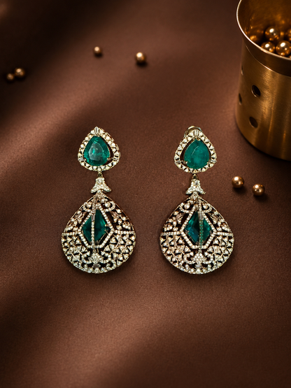 Rajratna – Emerald Diamond Filigree Heritage Necklace Set