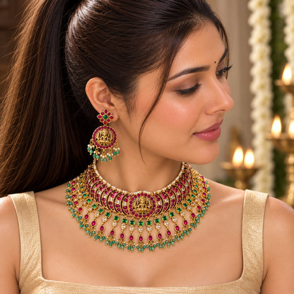 Lakshmi Vilasa Kantika – Premium Kemp & Kundan Choker Set