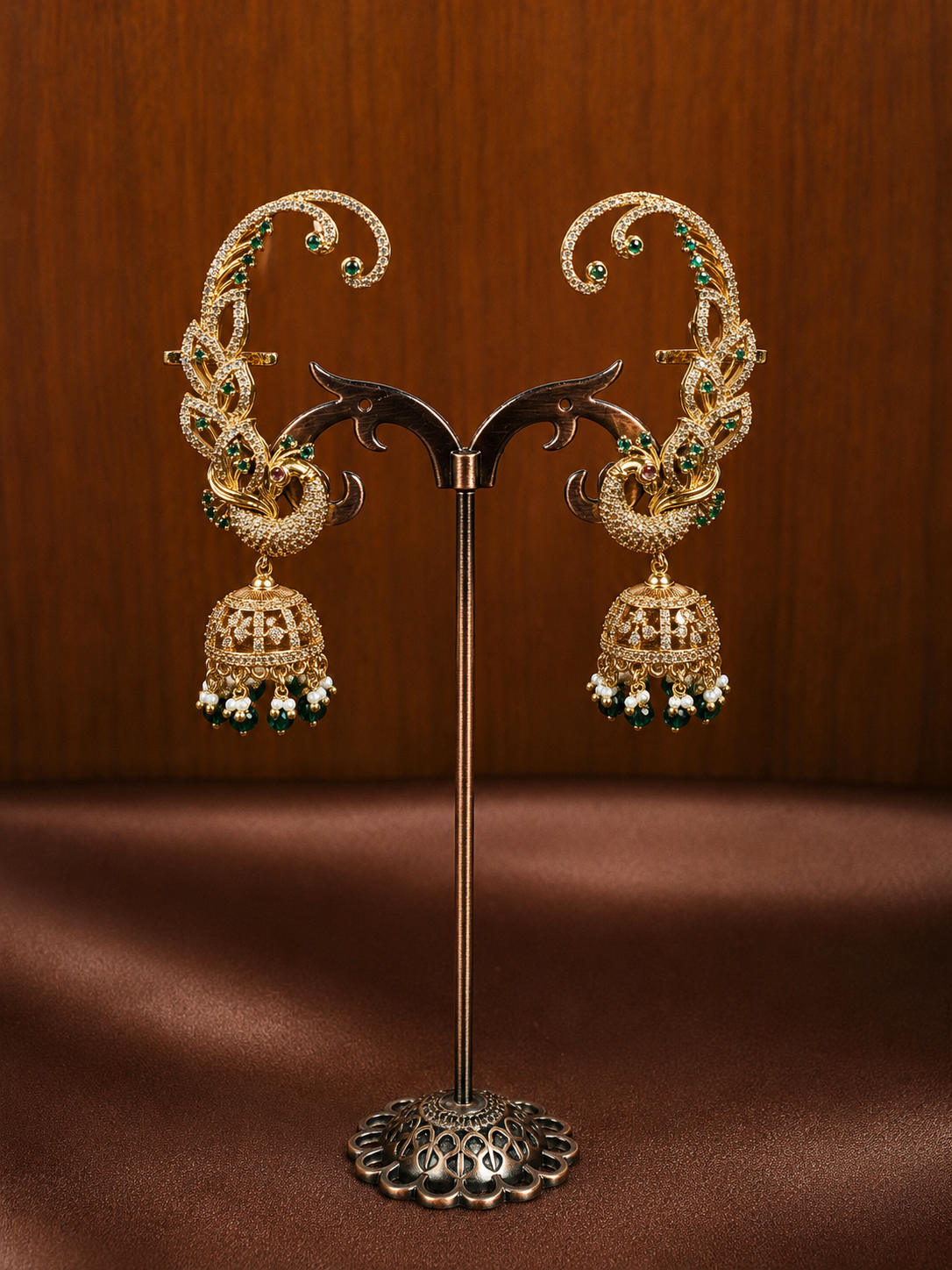 Mayuri Karnika – Emerald Zircon Ear Cuff Jhumka