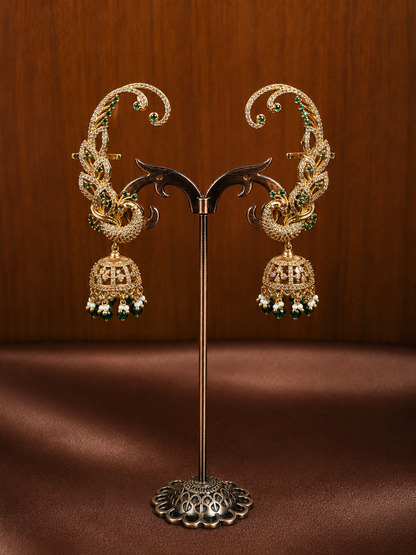 Mayuri Karnika – Emerald Zircon Ear Cuff Jhumka