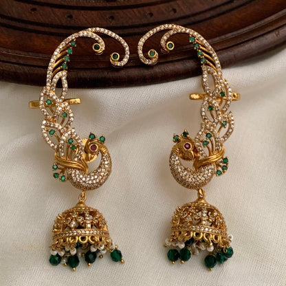 Mayuri Karnika – Emerald Zircon Ear Cuff Jhumka