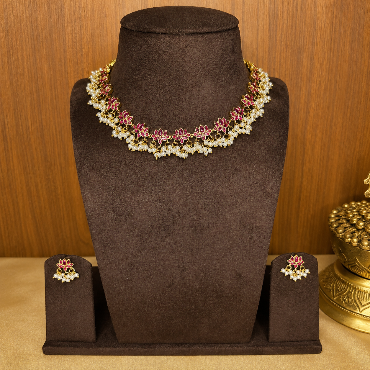 Kamal Tarang - Lotus Pearl Original Jadau Kundan Necklace Set.