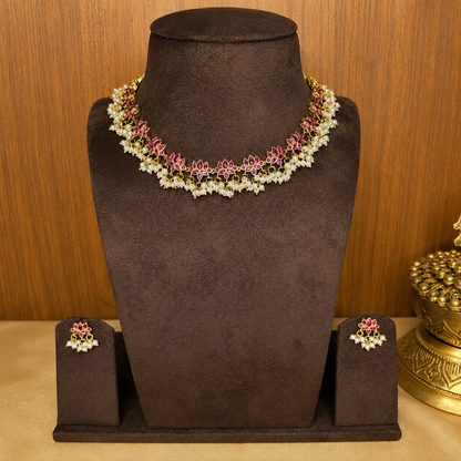 Kamal Tarang - Lotus Pearl Original Jadau Kundan Necklace Set.