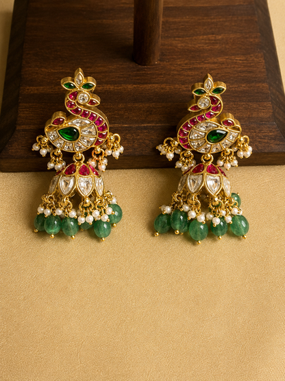Hamsa Kuntala – Original Jadau Kundan Temple Jhumkas
