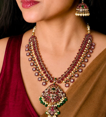 Mrunalini Dwimala – Convertible Original Jadau Kundan Two-Layer Necklace & Earring Set.