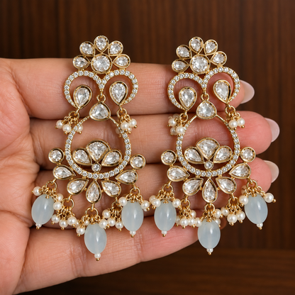 Varnika – Original Moissanite Polki Chandelier Earrings
