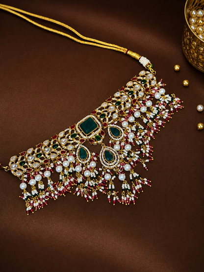 Mayukhi – Emerald Pearl Heritage Choker Set.