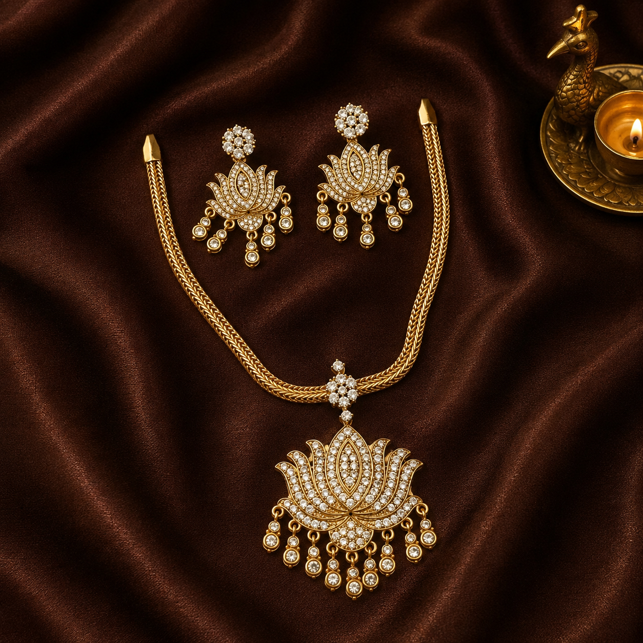 Kamalakanti - Lotus Zircon Necklace Set