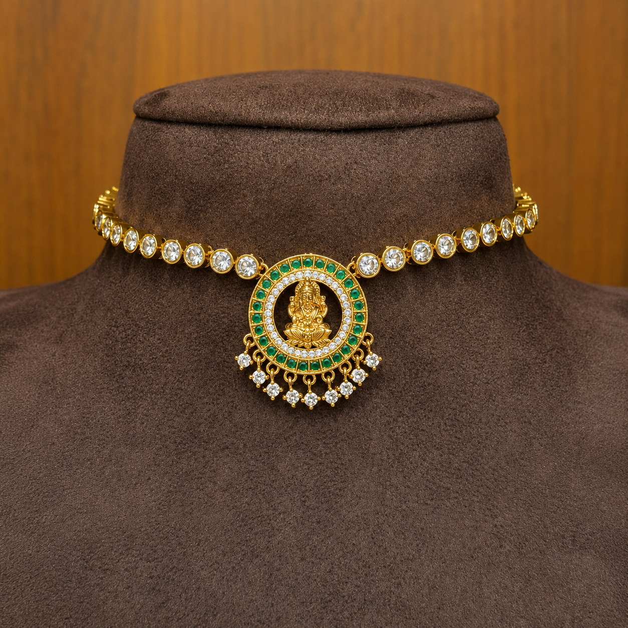 Shrimayi - Zircon Lakshmi Necklace Set.