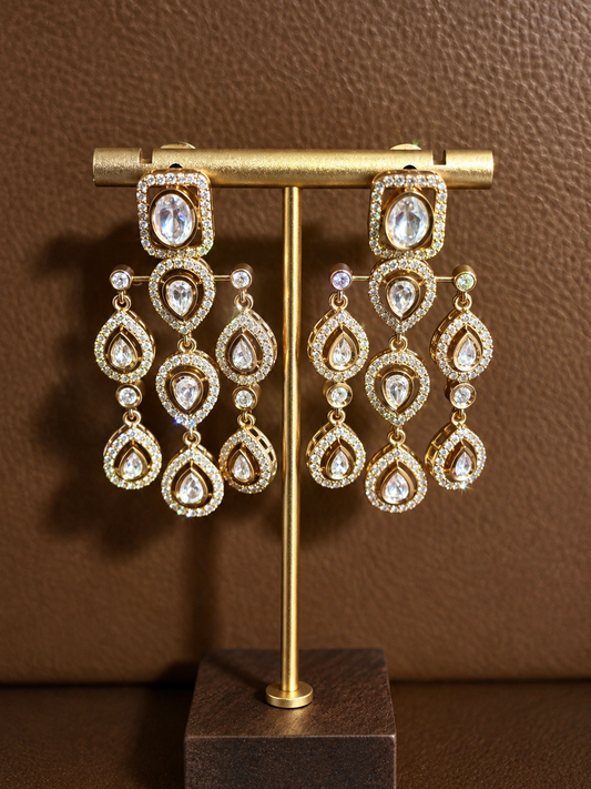 Tarangini – Real Moissanite Polki Chandelier Earrings