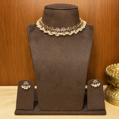 Kamal Tarang - Lotus Pearl Original Jadau Kundan Necklace Set.