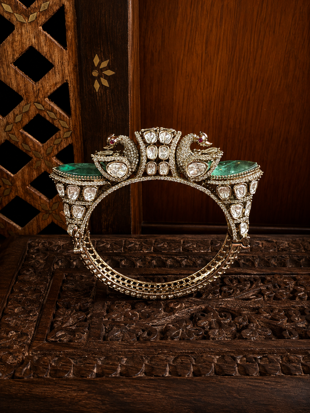 Mayurika Crown Emerald Statement Cuff