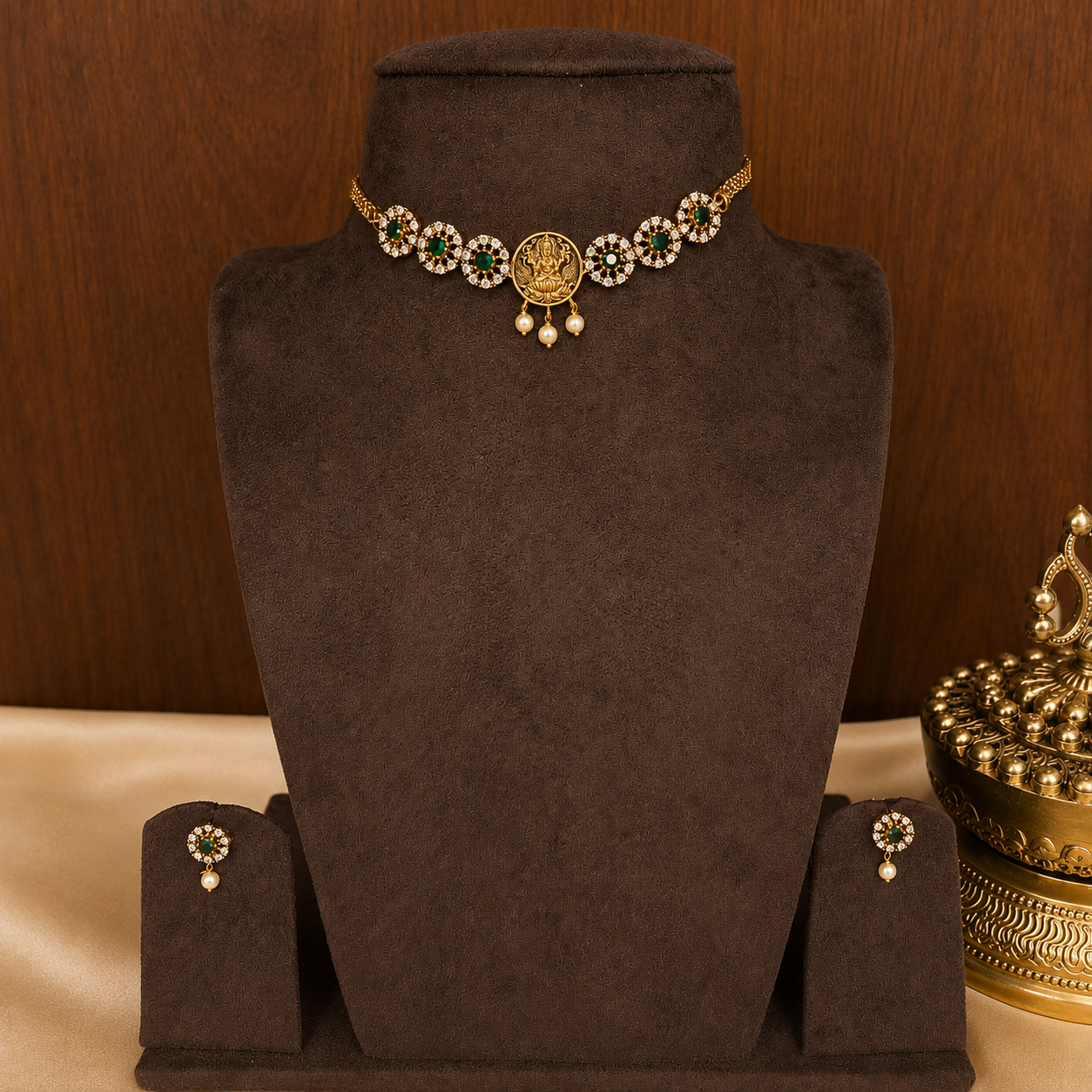 Harita Lakshmi Kanti – Emerald Temple Choker Set.