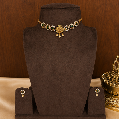 Harita Lakshmi Kanti – Emerald Temple Choker Set.