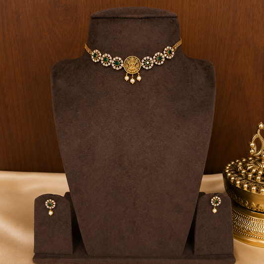 Harita Lakshmi Kanti – Emerald Temple Choker Set.