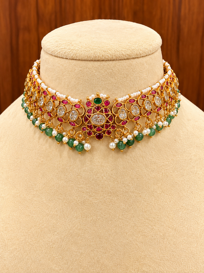 Tarangini Trimaya – Premium Kemp & Kundan Three-Way Convertible Choker