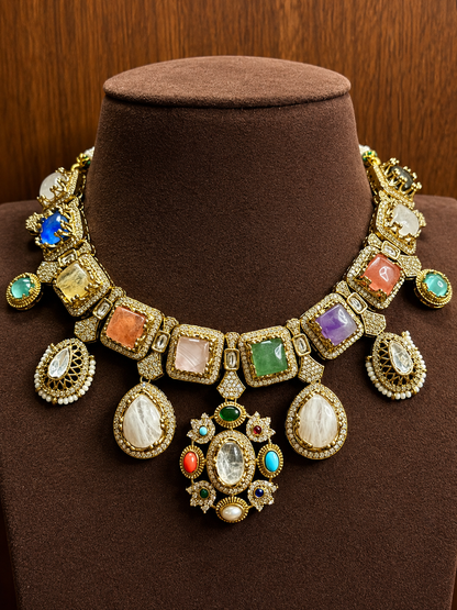 Navrangika Multicolour Cabochon Jewellery Set
