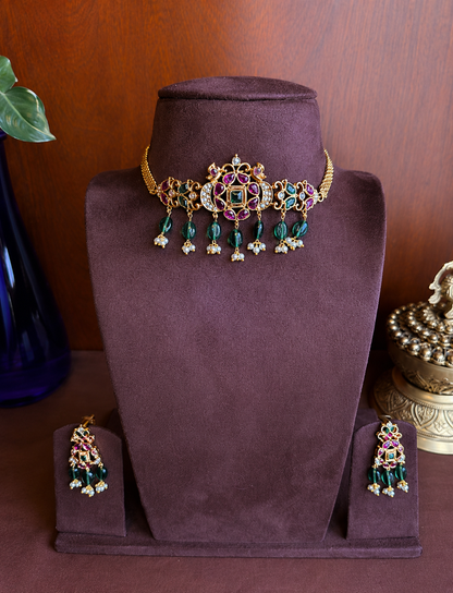 Pushpa Pakshi Kanthi - Jadau Minimalist Choker Set