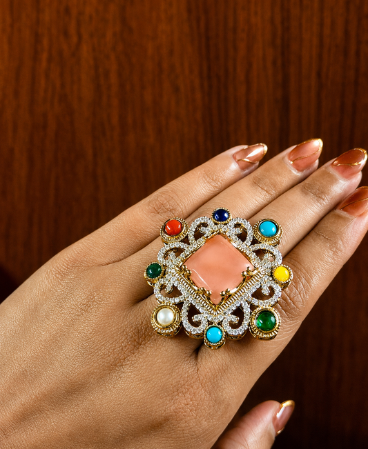 Navranika Rose Heritage Statement Ring