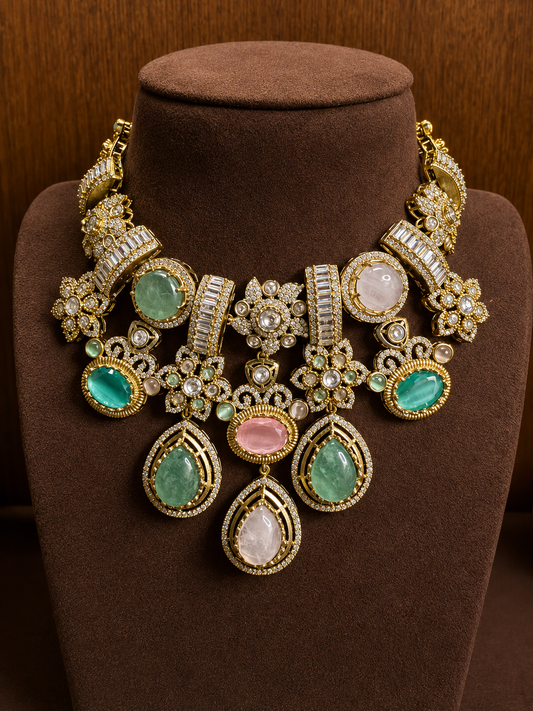 Urvashi Pastel Cabochon Heritage Necklace Set