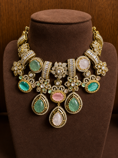 Urvashi Pastel Cabochon Heritage Necklace Set