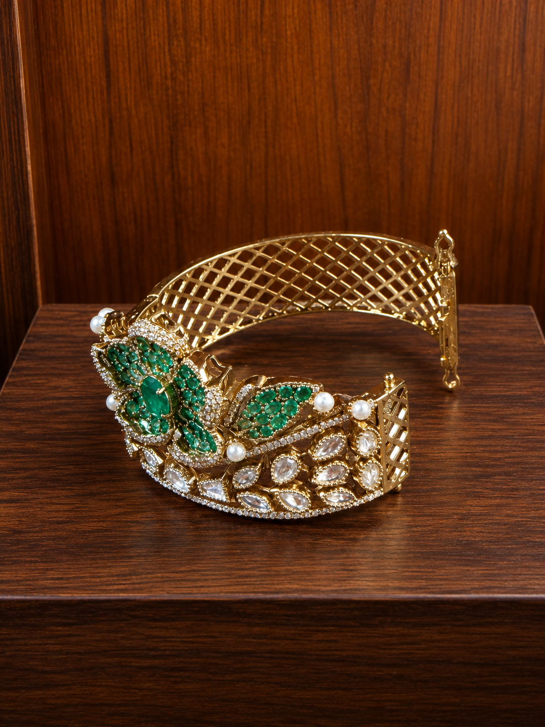 Harinnika Emerald Blossom Statement Cuff