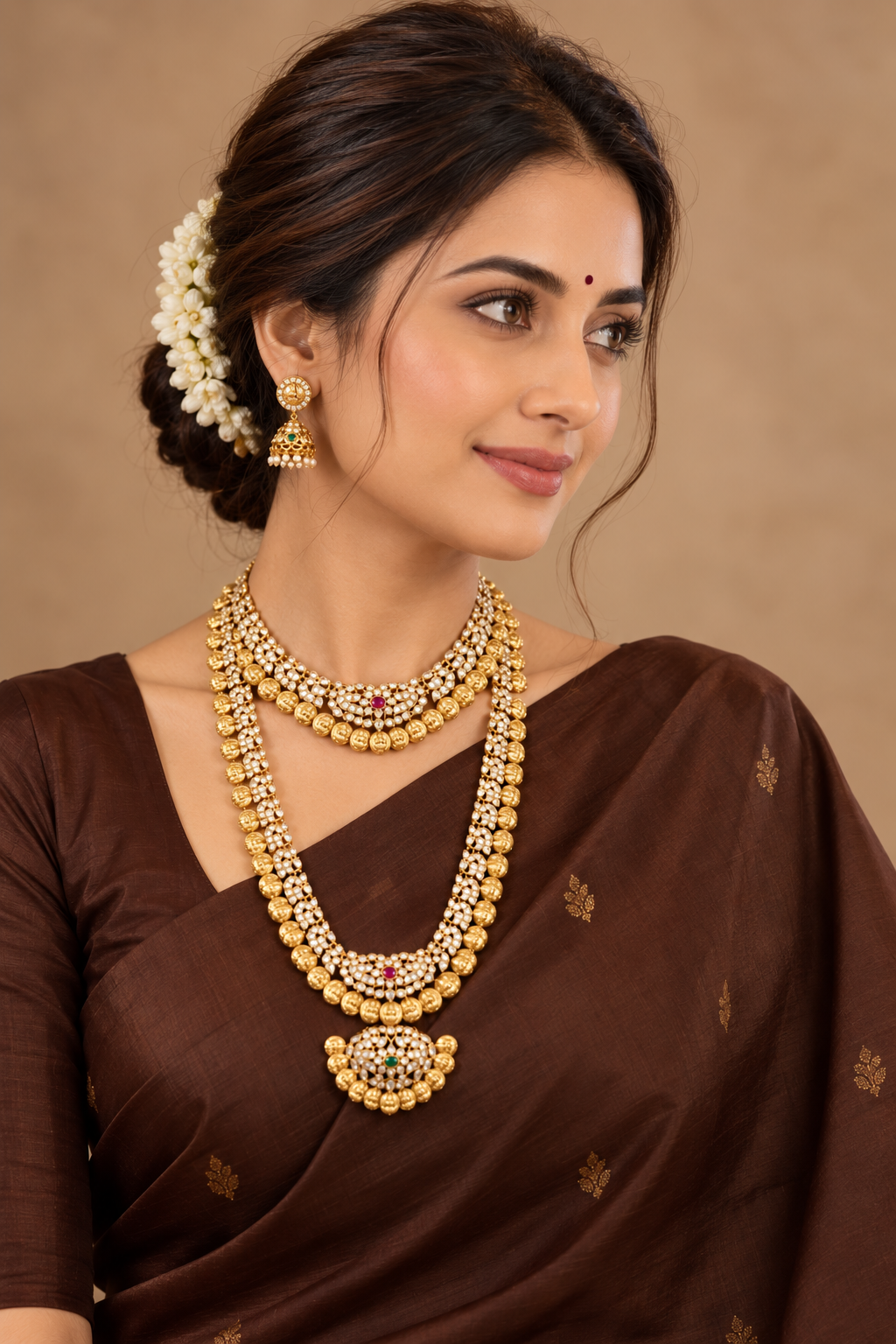 Mahalakshmi Kasusara Necklace - Convertible Zircon Coin Necklace Set