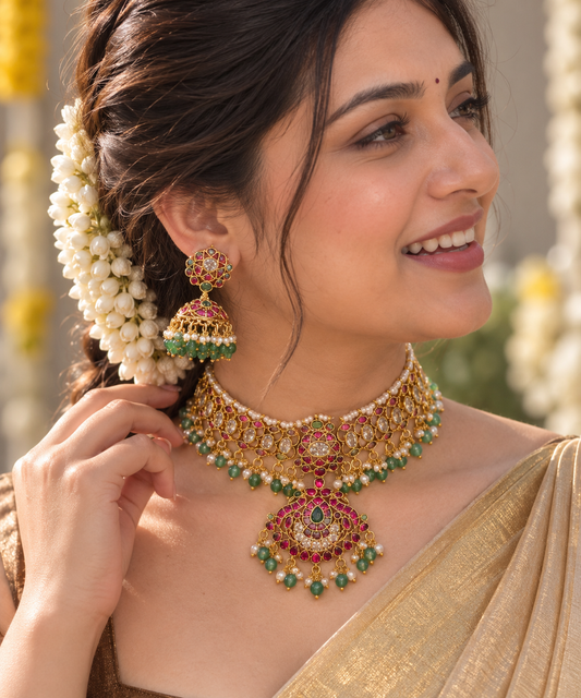 Tarangini Trimaya – Premium Kemp & Kundan Three-Way Convertible Choker
