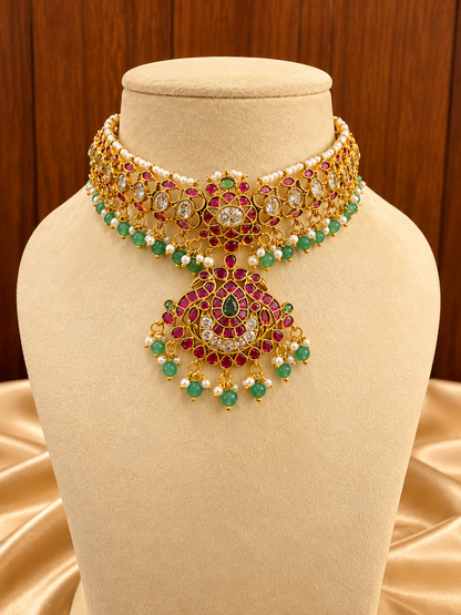 Tarangini Trimaya – Premium Kemp & Kundan Three-Way Convertible Choker