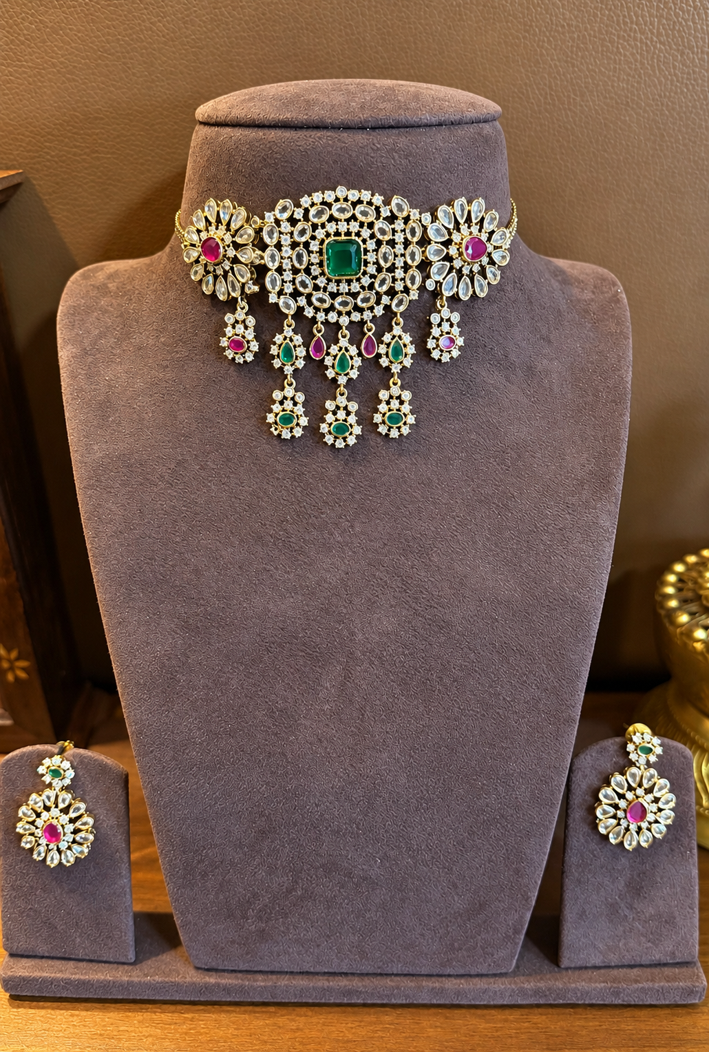 Tara - Victorian Moissanite Polki Choker Set