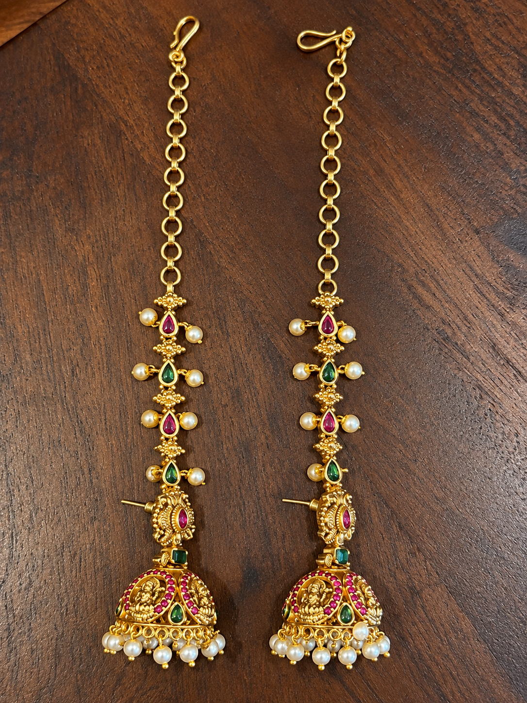 Vasundhara - Lakshmi Kemp Kundan Jhumka with Ear Chain