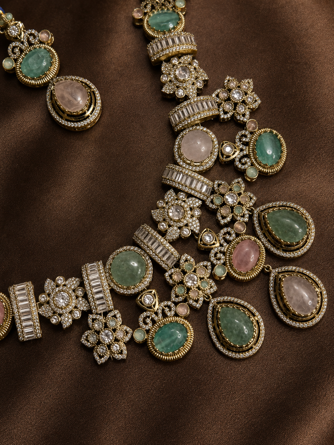Urvashi Pastel Cabochon Heritage Necklace Set