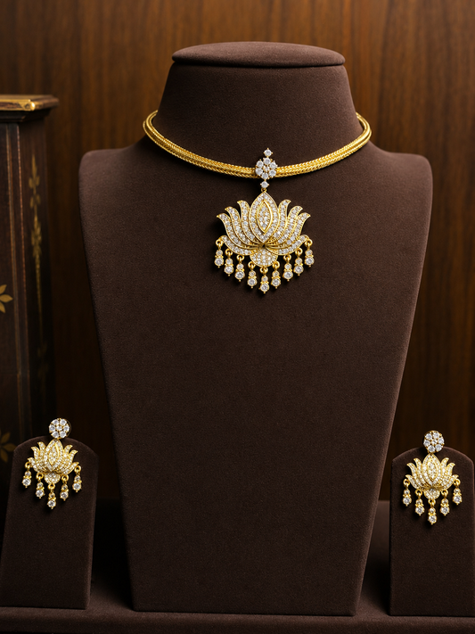 Kamalakanti - Lotus Zircon Necklace Set