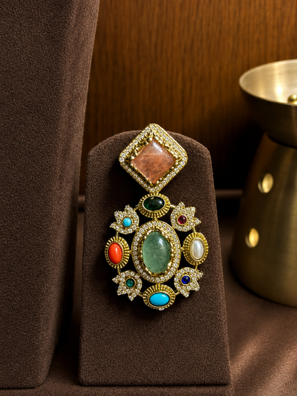 Navrangika Multicolour Cabochon Jewellery Set