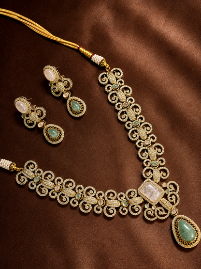 Mehranika Emerald Pendant Necklace Set