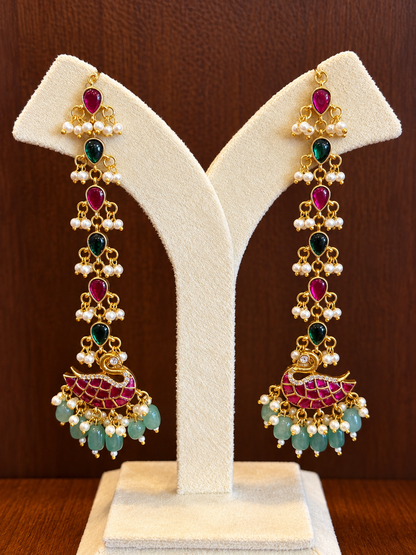 Hansika – Jadau Kundan Statement Studs with Detachable Ear Chain