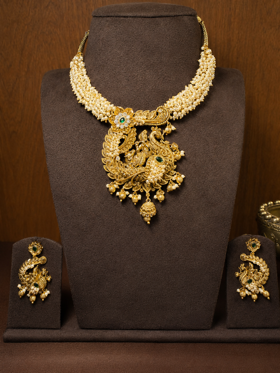 Mukta Mayuri Krishna Kantika – Pearl Krishna Temple Necklace