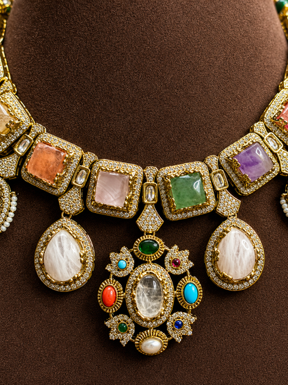 Navrangika Multicolour Cabochon Jewellery Set