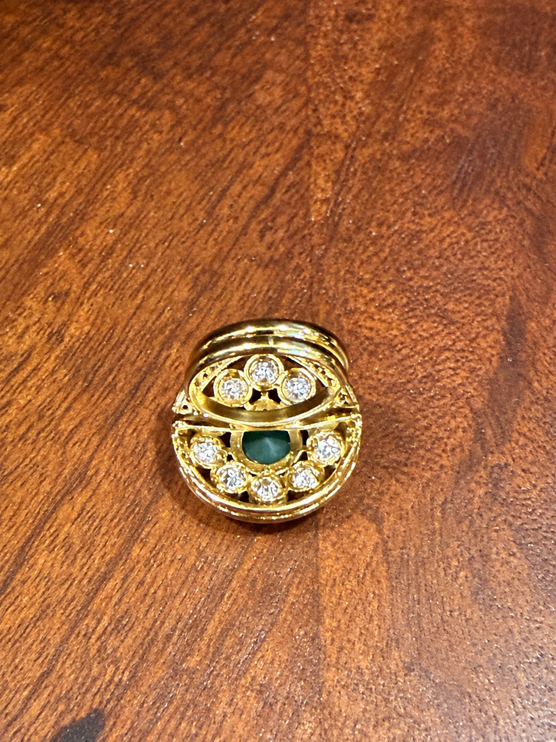 Aarini - Emerald & Real Moissanite Polki Statement Ring