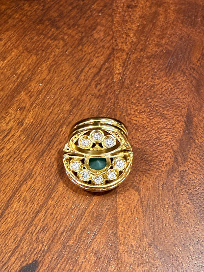 Aarini - Emerald & Real Moissanite Polki Statement Ring