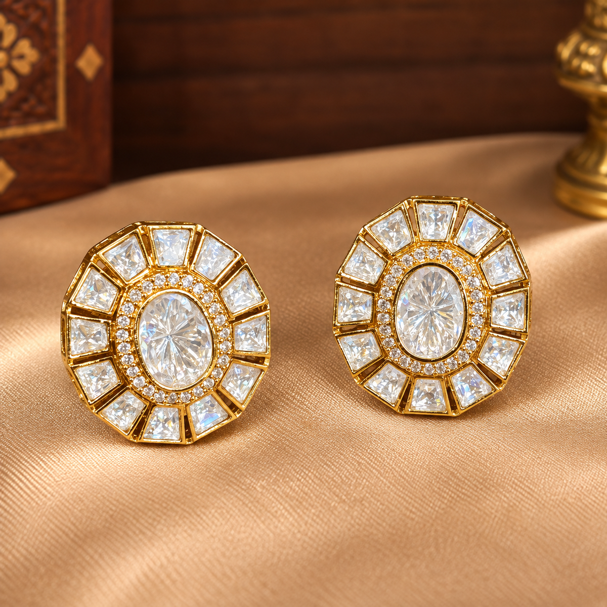 Tejaswi - Real Moissanite Polki Statement Studs