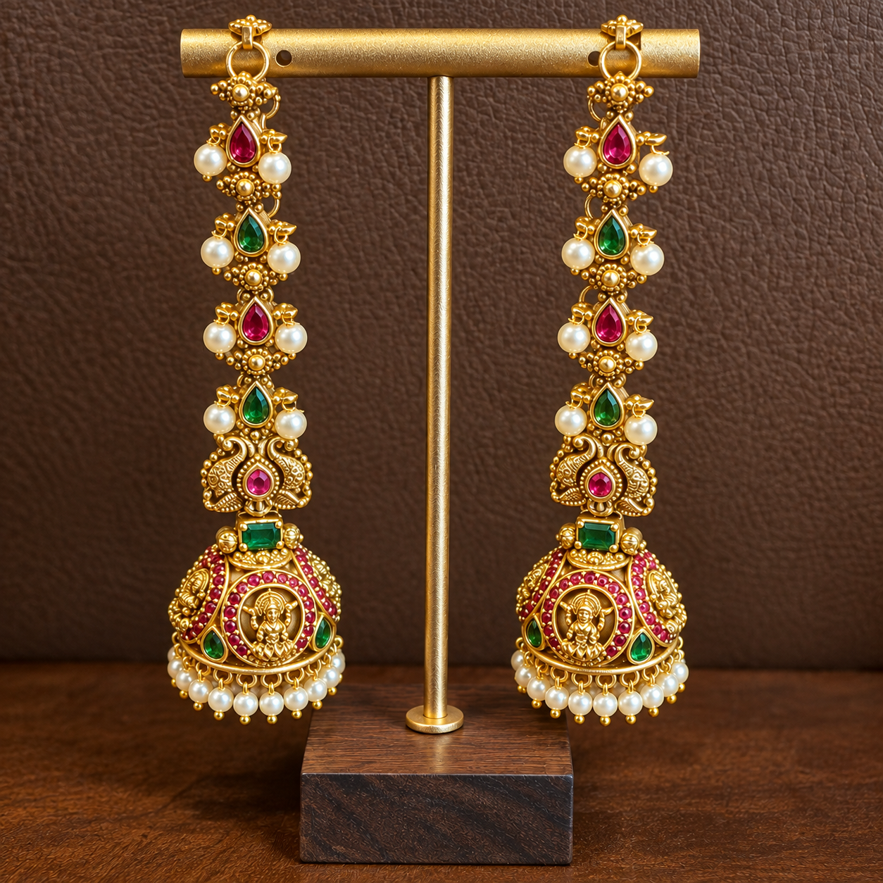Vasundhara - Lakshmi Kemp Kundan Jhumka with Ear Chain