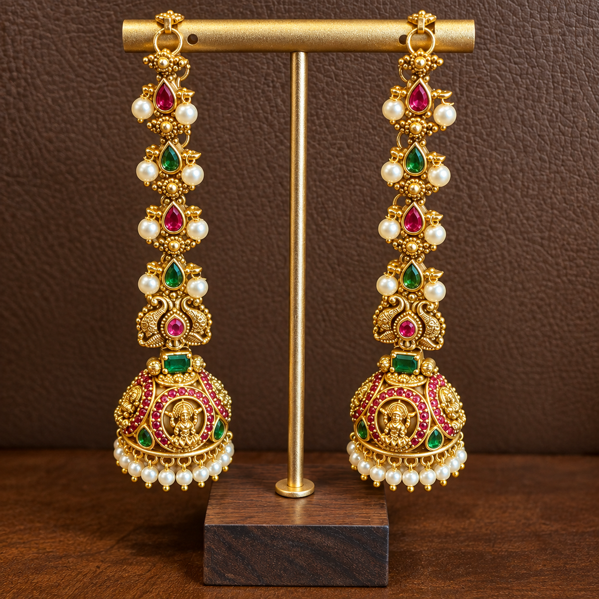Vasundhara - Lakshmi Kemp Kundan Jhumka with Ear Chain