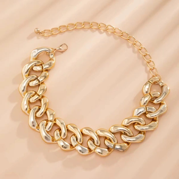 Gold Acrylic Linkchain Necklace