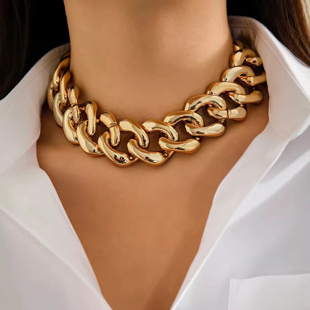 Gold Acrylic Linkchain Necklace