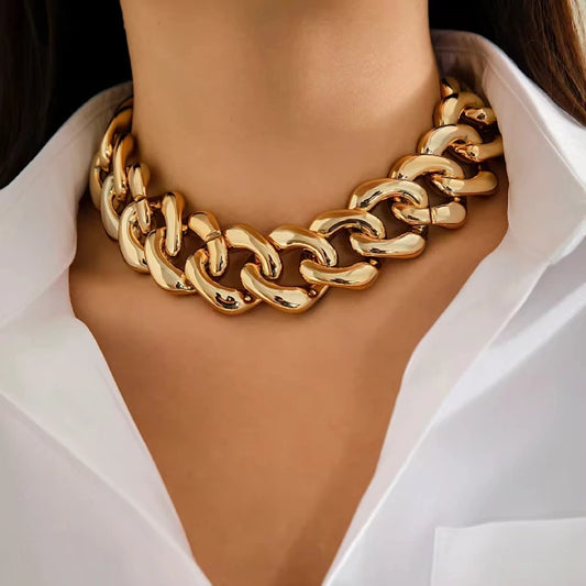 Gold Acrylic Linkchain Necklace
