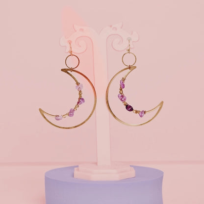 Amethyst Crescent Earring